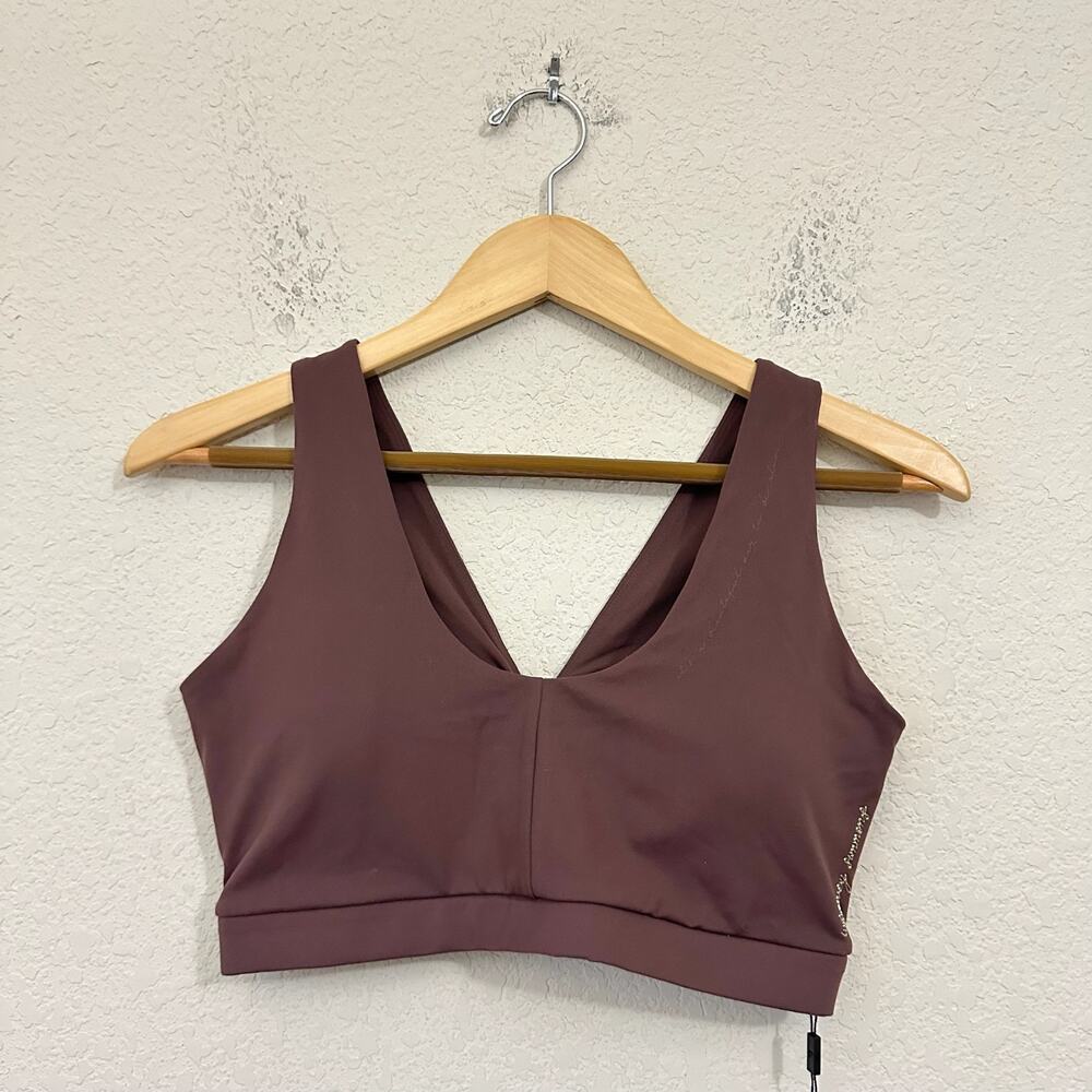 GYMSHARK Whitney Simmons Sports Bra Chocolate Brown Ruched Padded NWT